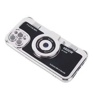 📱Silver & Black iPhone 14 PRO MAX Retro Style Camera 📷 Cell Phone Case LIKE NEW!